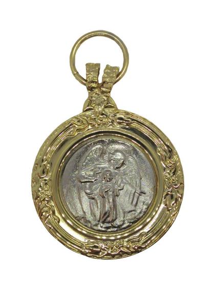 Imagem de Medalhão De Berço Anjo Da Guarda Dourado/Prateado
