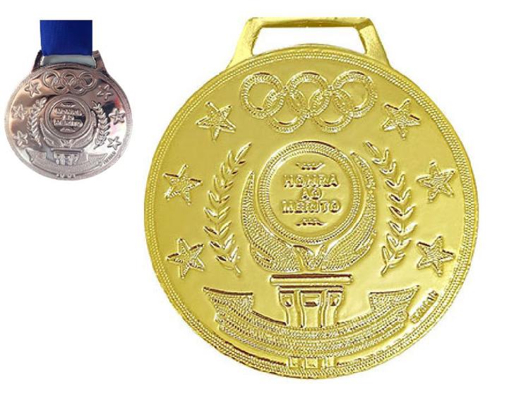 Imagem de Medalhas esportivas honra ao mérito metalizada 50 mm grossa 06 pçs