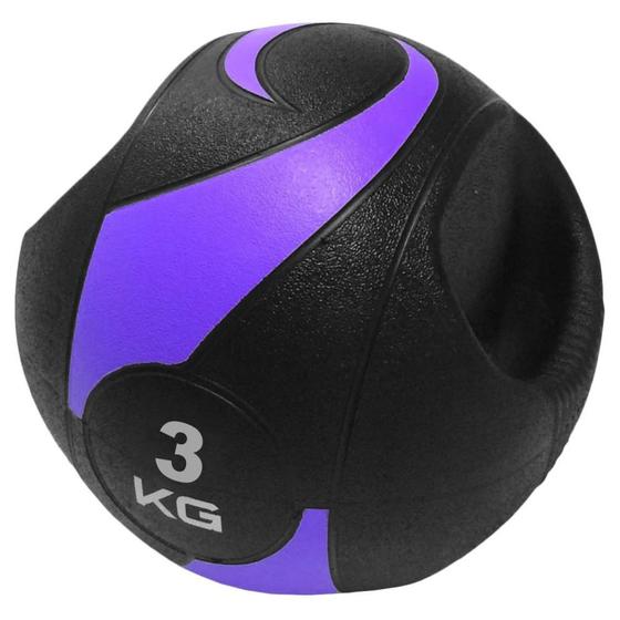 Imagem de Medicine Ball 3 Kg com Pegada Cor Roxa com Preto Liveup  Liveup Sports 