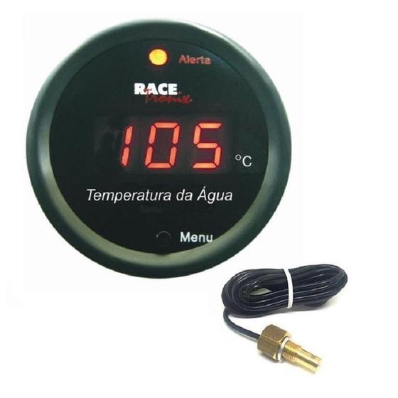 Imagem de Medidor Automotivo Temperatura da Água Digital Vermelho Sensor 2,4m