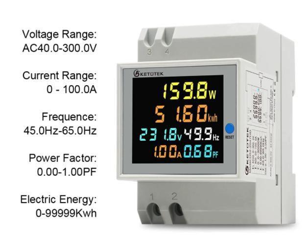 Imagem de Medidor Consumo Energia Lcd 40-300V Amp Volt Cor 100A