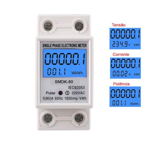 Medidor De Consumo Energia Monofásico KWh 220Vca 80A 60Hz Menor preço em Medidor De Consumo Energia Monofásico KWh 220Vca 80A 60Hz