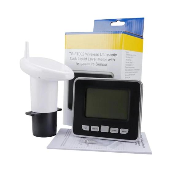 Imagem de Medidor de Nível Ultrassônico Sem Fio para Tanque de Água - com Sensor de Temperatura e Exibição de Tempo