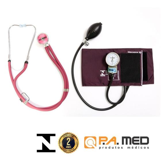 Imagem de Medidor De Pressão Esfigmomanometro + Estetoscópio Rappaport Duplo - PAMED -