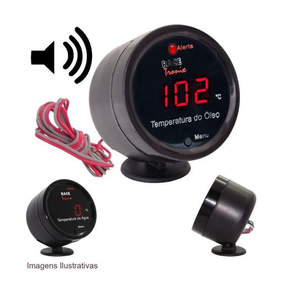 Imagem de Medidor de temp do óleo display vermelho s/ sensor temperatura + copo + sirene tl15 cs01 sr01