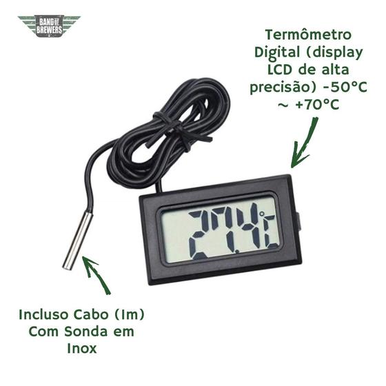 Imagem de Medidor De Temperatura Digital Com Sensor Externo Termometro Para Geladeira, Freezer, Chocadeira, Estufa