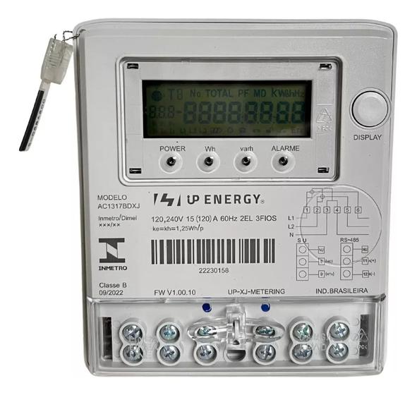 Imagem de Medidor Elétrica Watimetro Bifásico 2f+n Up Energy Inmetro