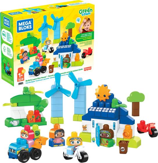 Imagem de Mega Bloks Green Town Eco House - Construção e Aprendizado com Carros, Bicicletas e Figuras (1-3 anos)