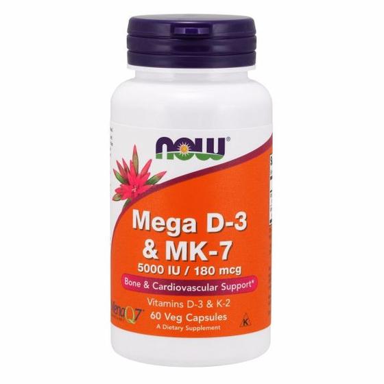 Imagem de Mega D-3 e Mk-7 60 cápsulas vegetais da Now Foods (pacote com 6)