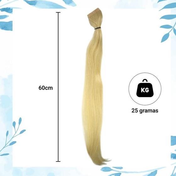 Imagem de Mega Hair Aplique Fita Adesiva Cabelo Humano 60Cm Loiro