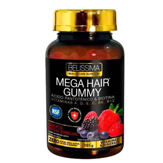Imagem de Mega Hair Gummy Goma Crescimento Capilar Belissima Sem Sabor