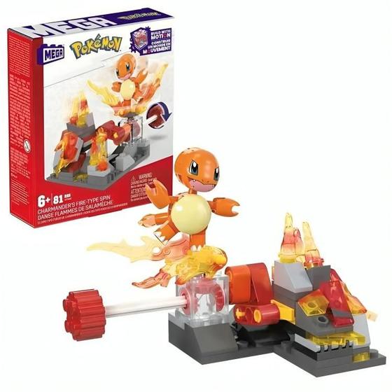 Imagem de Mega Pokémon Roda Tipo Fogo Charmander 81 Peças HTH86 - Mattel