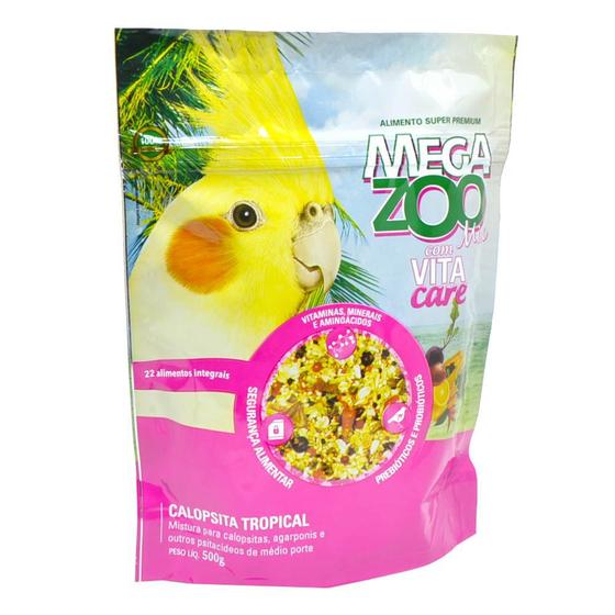 Imagem de Megazoo Tropical Mix de Sementes com Ração - 500g Comida para Calopsita Agapornis Ring Neck Rosela