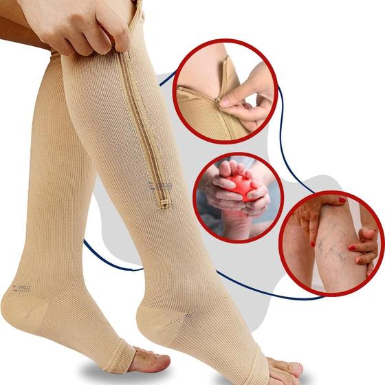 Meia 3/4 Zíper 20-30 Mmhg Compressão Unissex Original - Ergo Premium