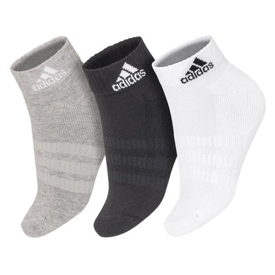 Imagem de Meia Adidas Ankle Cushioned Sportswear 38 ao 40 - Pack com 3 Pares - Cinza Branca e Preta