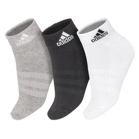 Imagem de Meia Adidas Cano Curto Cushioned Ankle Branca Cinza e Preta - Pack com 3 unidades - 35 ao 37