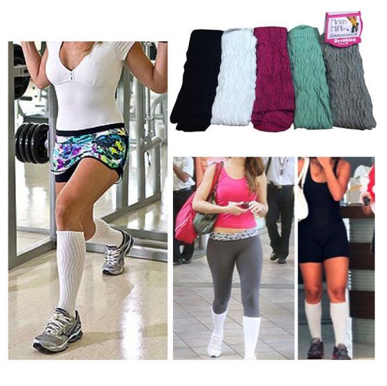 Meia Aeróbica Fitness Academia 3/4 Cano Alto: Kit 2 Pares Sortidos ...