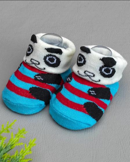 Imagem de Meia Baby Bichinhos Urso Azul/Vermelho para Bebê