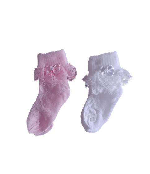 Imagem de Meia Bebê Menina Social com renda kit c/2 pares - Zulekinha