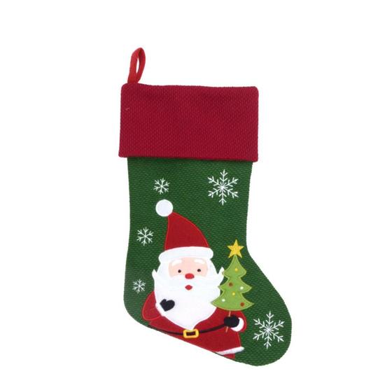 Imagem de Meia bota natalina decorativa  noel verde e vermelho 42cm