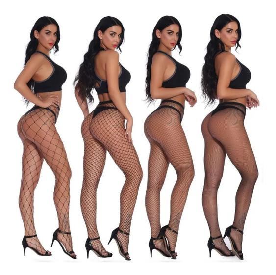 Imagem de Meia Calça Arrastão Preta 2 Modelos Trama Rock Punk