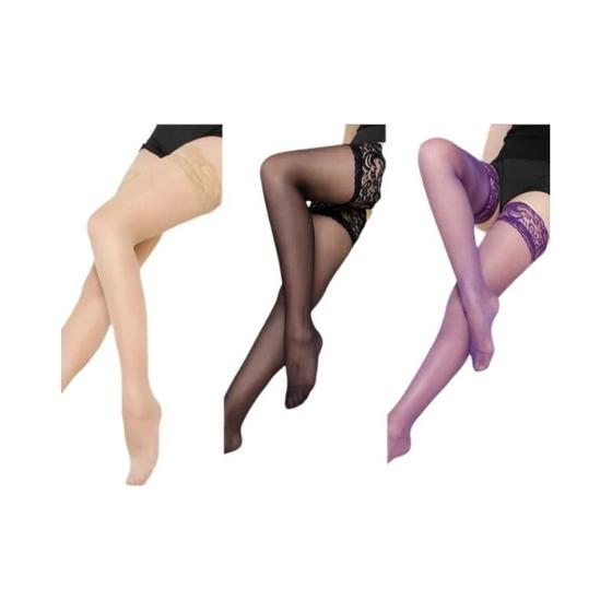 Imagem de Meia-calça De Renda De Seis Cores Para Mulheres Lingerie Sexy Moda Meia Alta Meias Para Discotecas