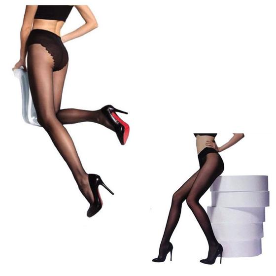 Imagem de Meia Calça Feminina Fio 15 Preta - Brilho Sutil com Forro Íntimo de Algodão: Pode usar como calcinha
