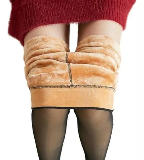 Imagem de Meia Calça Feminina Térmica Translucida Legging Forrada C Pé