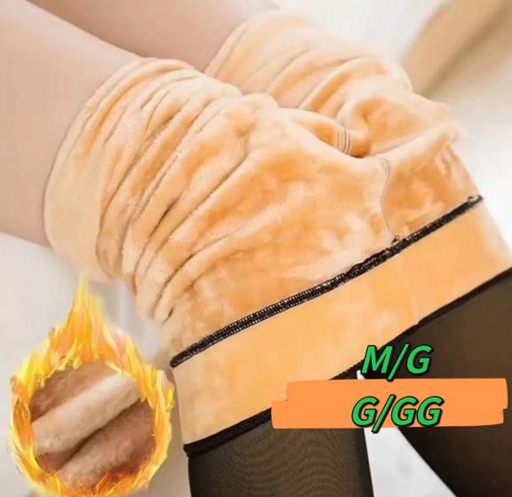 Imagem de Meia Calça Translúcida M/G/GG Forrada Peluciada Com Pé Grosso Para Inverno Quente