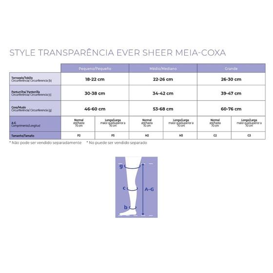 Imagem de Meia Coxa 7/8 20-30mmHg Aberta Ever Sheer Sigvaris