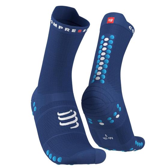 Imagem de Meia de compressão p/ corrida cano médio Azul  Run High V4.0 - COMPRESSPORT