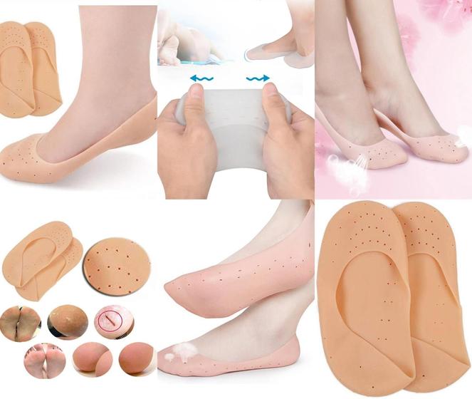 Imagem de meia de silicone hidratante protetor pés calcanhar dedos