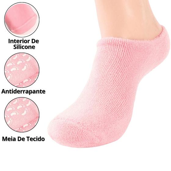 Imagem de Meia De Silicone Para Rachadura Meias De Hidratação Para Pés Protetor De Calcanhar Gel Antiderrapante Esporão Unissex Masculino Femino