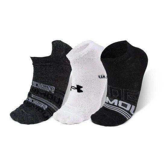 Imagem de Meia de Treino Unissex Under Armour Essential NS - Pacote com 3 pares - Preto+Branco