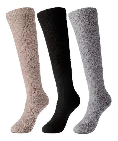 Imagem de Meia Elástica Longa Quentinha 3 Pares Color Soft Unissex Inverno Frio