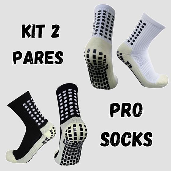 Imagem de Meia Esportiva  Antiderrapante Futebol Pro Socks Tipo Trusox Profissional de Compressão 2 Pares