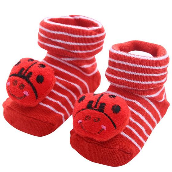 Imagem de Meia Infantil Bebe 3D Joaninha Vermelha Pantufa Divertida