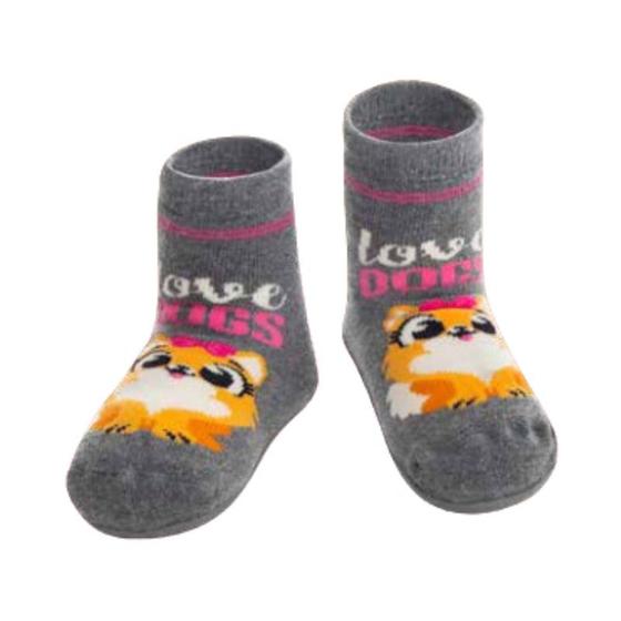 Imagem de Meia Infantil Puket Soquete Pansocks Baby Desenhada Mescla Escura