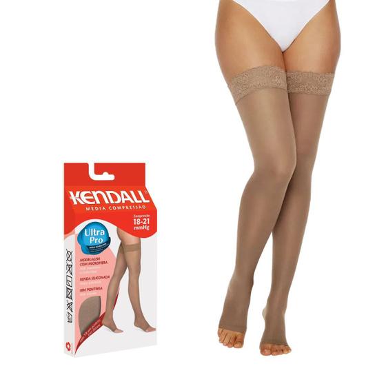 Meia Kendall 7/8 Média Compressão c/Silicone s/Ponteira Bege Menor preço em Meia Kendall 7/8 Média Compressão c/Silicone s/Ponteira Bege