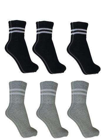 Imagem de Meia Masculina Cano Alto Kit 06 Pares Confortável com Listras Ótima para Frio