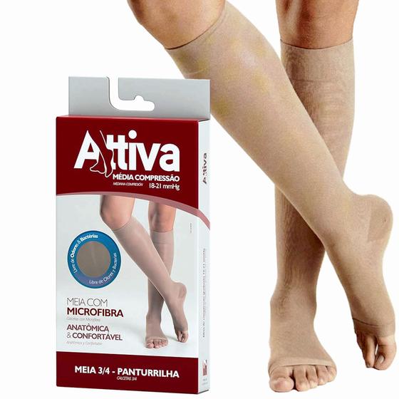 Imagem de Meia Média Compressão Tamanho G e Sem Ponteira - conforto e prevenção para Longas Viagens
