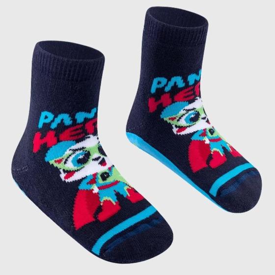 Imagem de Meia Pansocks Infantil Masculino Antiderrapante Puket Panda Hero 102033