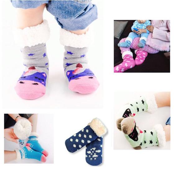 Imagem de Meia Pantufa Infantil Bebê: Lã Forrada com Pelúcia e Solado Antiderrapante - 0 a 2 anos Menino