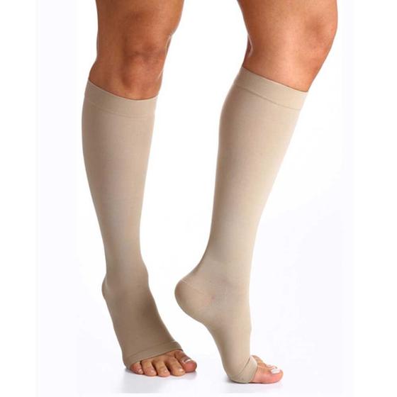 Imagem de Meia Panturrilha (3/4) Sigvaris Select Comfort Premium 20-30 mmHg G (Tamanho Grande) Curto, Cor Natural, Ponteira Aberta