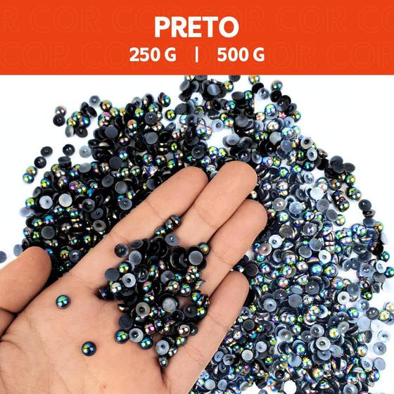 Imagem de Meia Pérola Irisada Preto - 91 - Pacote com 500/250 Gramas  - 06 mm  - Nybc