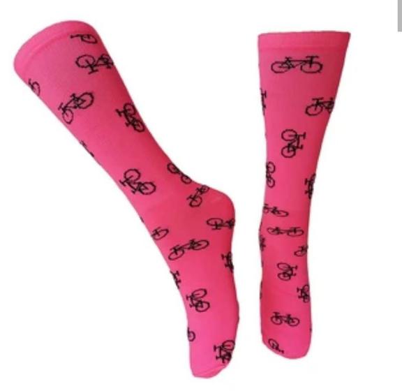 Imagem de Meia pink flour bike poliamida