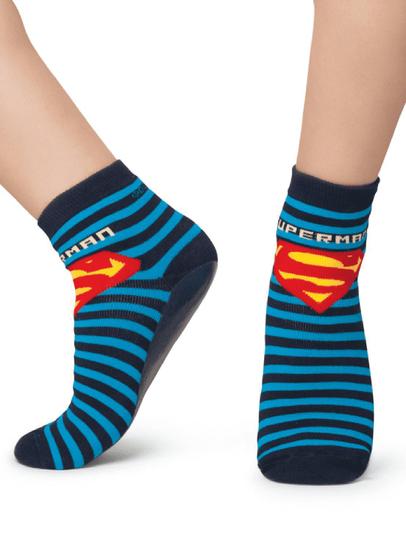 Imagem de Meia Puket Soquete com sola emborrachada (Pansock) Superman Marinho