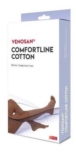 Imagem de Meia Venosan 20-30mmhg Comfortline Cotton 3/4 Pé Aberto Bege Curta