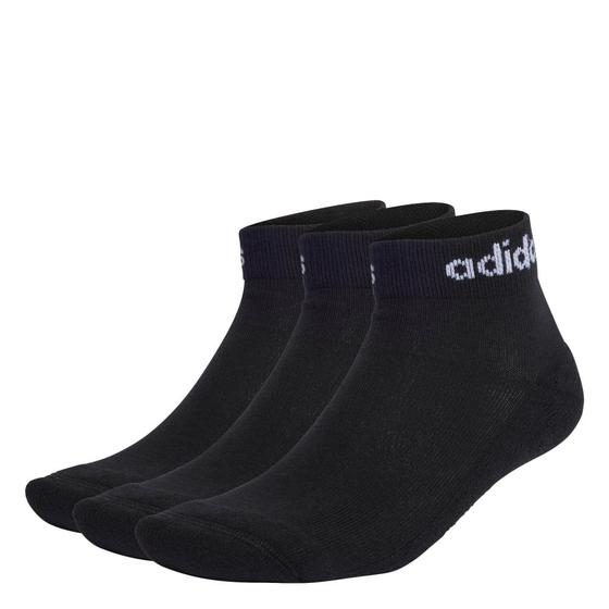 Imagem de Meias Acolchoadas Adidas Pelo Tornozelo  3 Pares  Cor: Preto E Branco - Tamanho: G