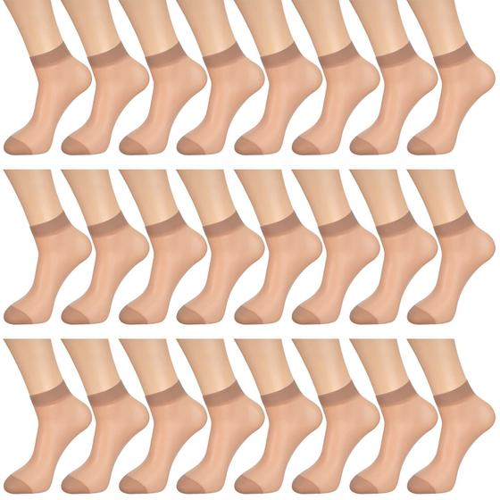 Imagem de Meias de tornozelo Bencailor Sheer Nylon para mulheres, 24 pares de nudez escura